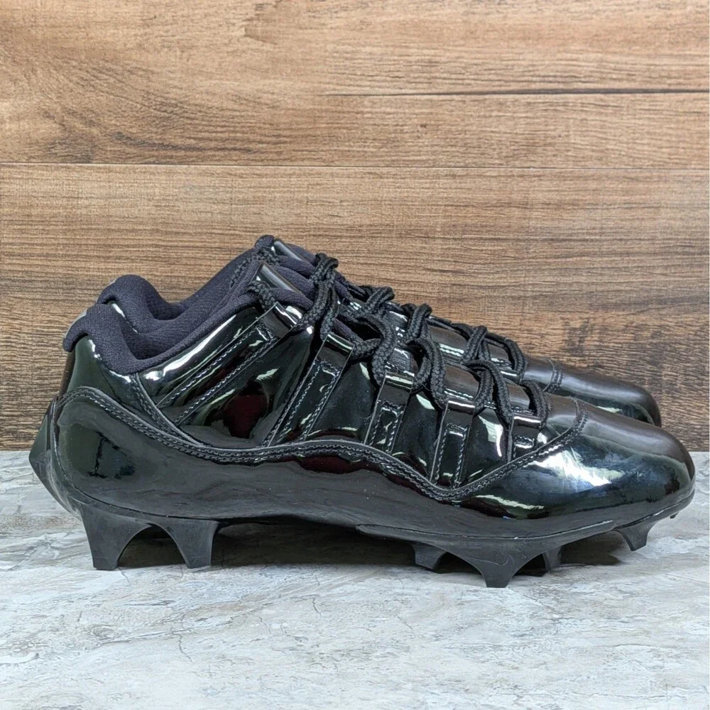 Nike Air Jordan 11 Low TD Men's 9 Patent Black Football Cleats IQ8113-001